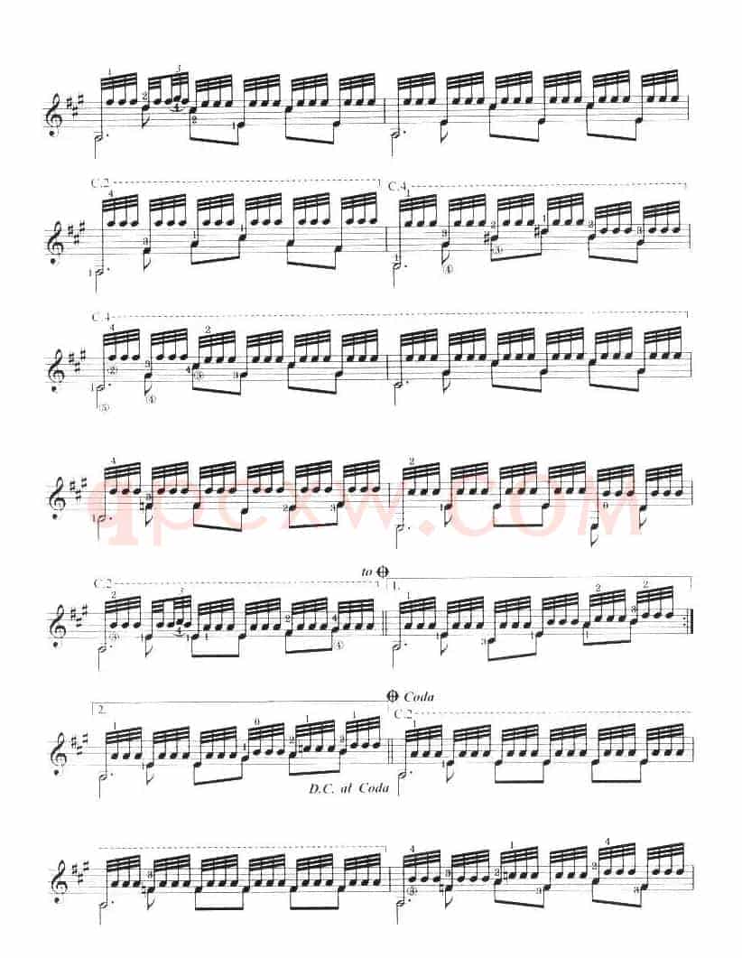 古典吉他考级七级外国乐曲A组（4、阿尔汗布拉宫的回忆）