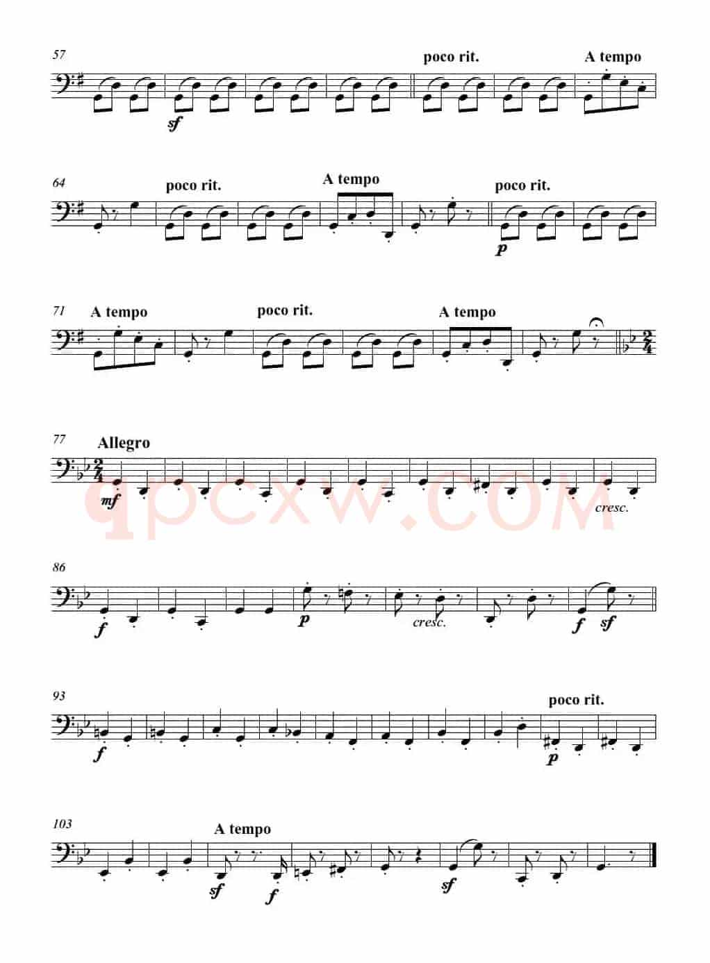 匈牙利舞曲（弦乐四重奏大提琴分谱）
