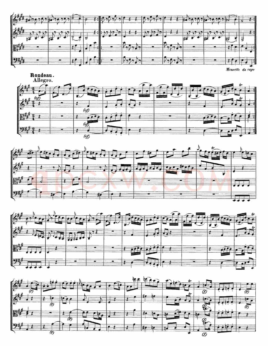 Mozart《Quartet No.9 in A Major,K.169》（总谱）