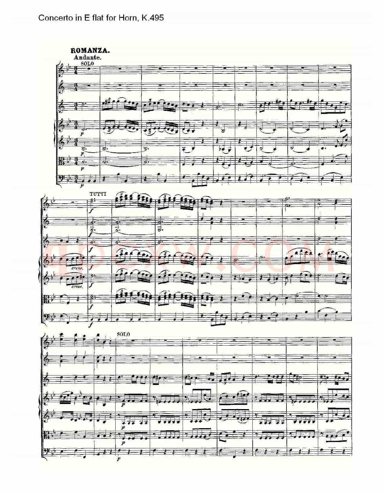 Concerto in E flat for Horn, K.495(Eb调法国号协奏曲, K.4)