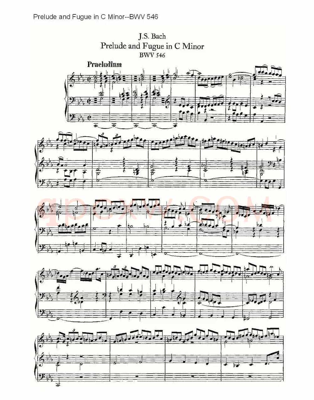 Prelude and Fugue in C Minor--BWV 546 (管风琴谱)