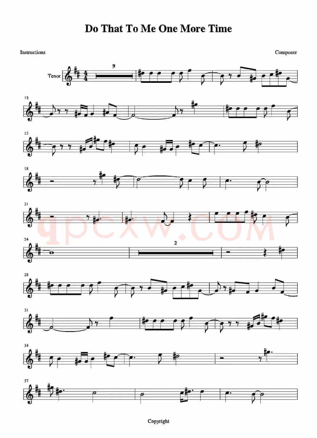 DO THAT TO ME ONE MORE TIME（次中音萨克斯）