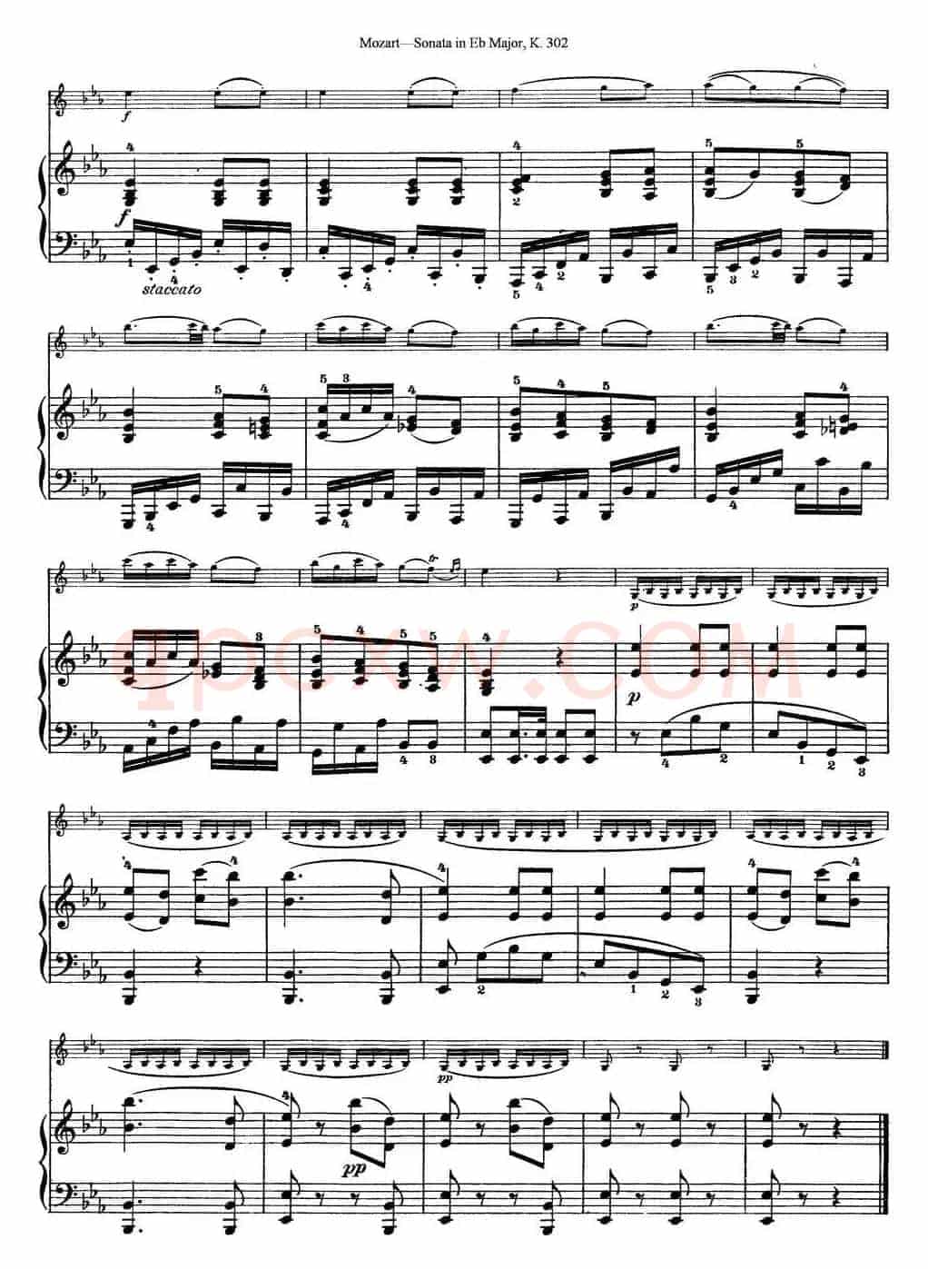Violin Sonata in Eb Major K.302（小提琴+钢琴伴奏）