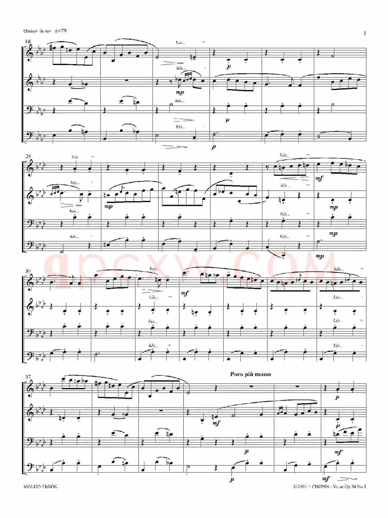 f小调圆舞曲 Op.70 No.2（四重奏总谱）