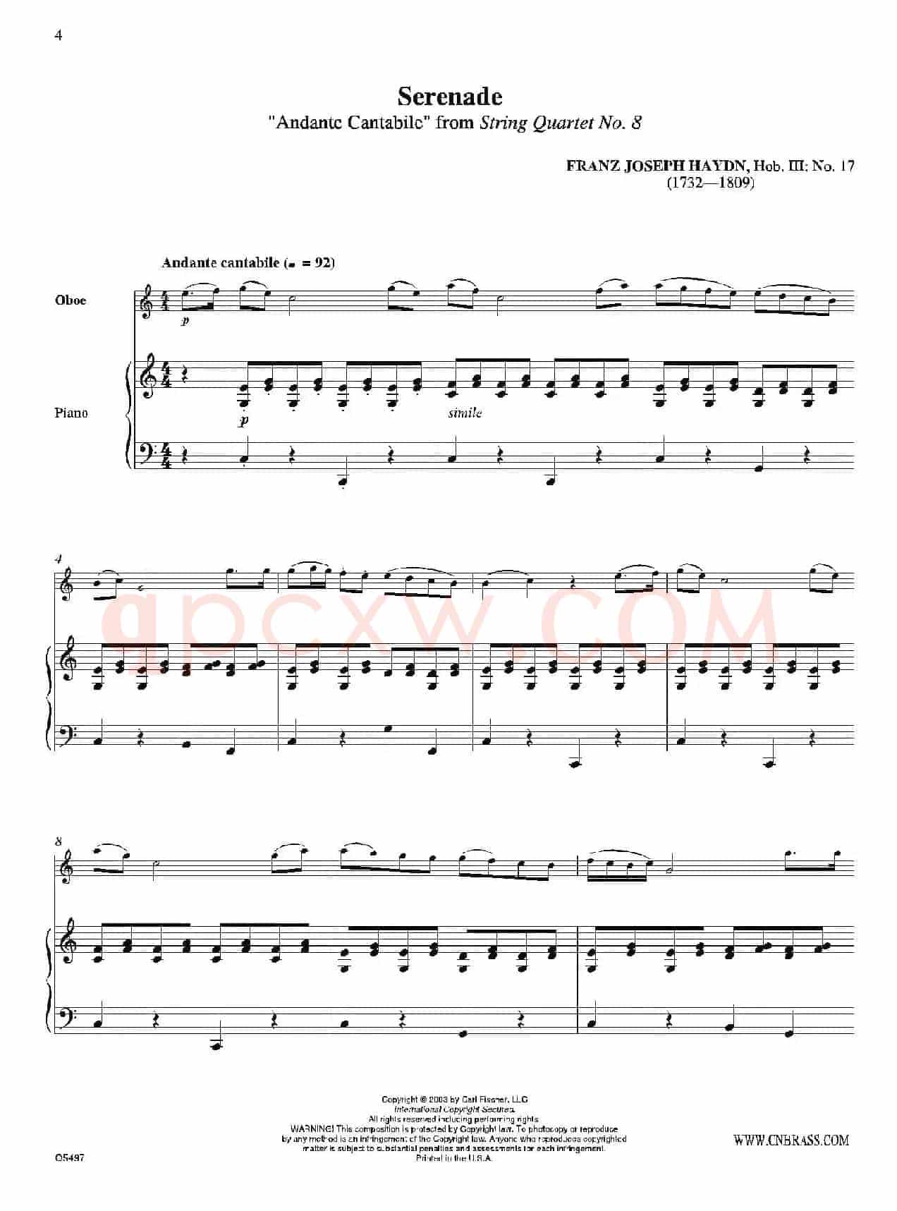 Serenade（双簧管+钢琴伴奏）