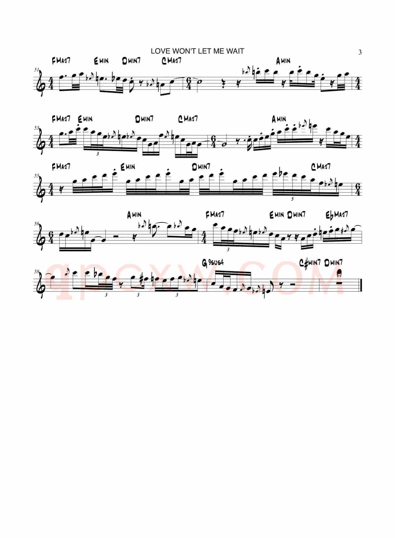 Love Wont Let Me Wait（次中音萨克斯）