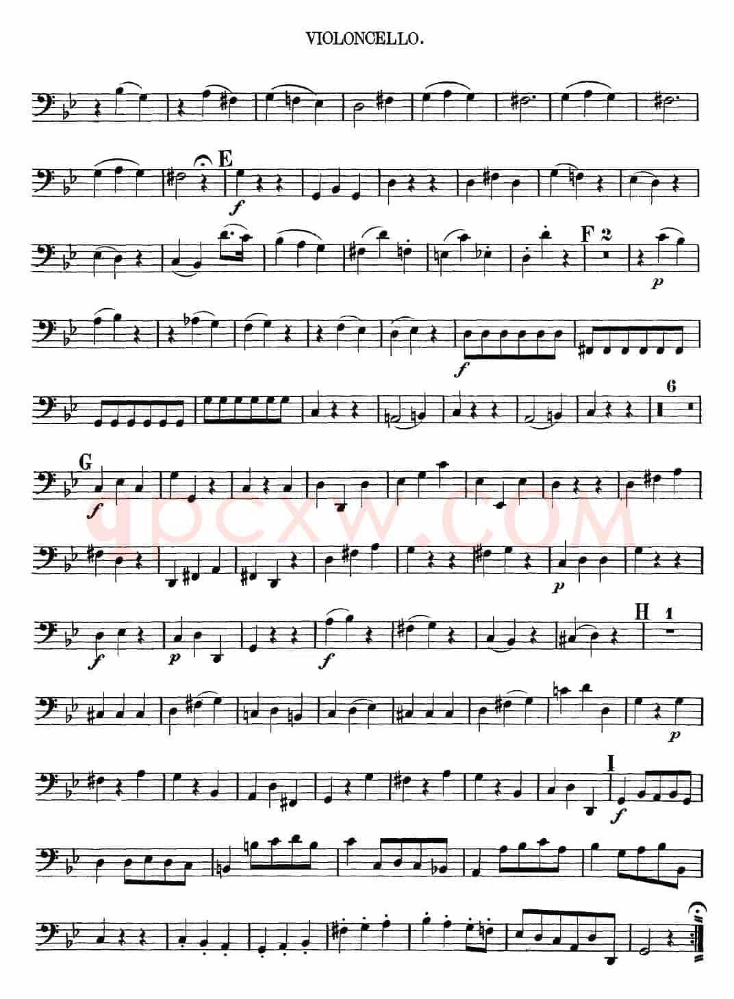 Mozart《Quartet No.6 in Bb Major,K.159》（Cello分谱）