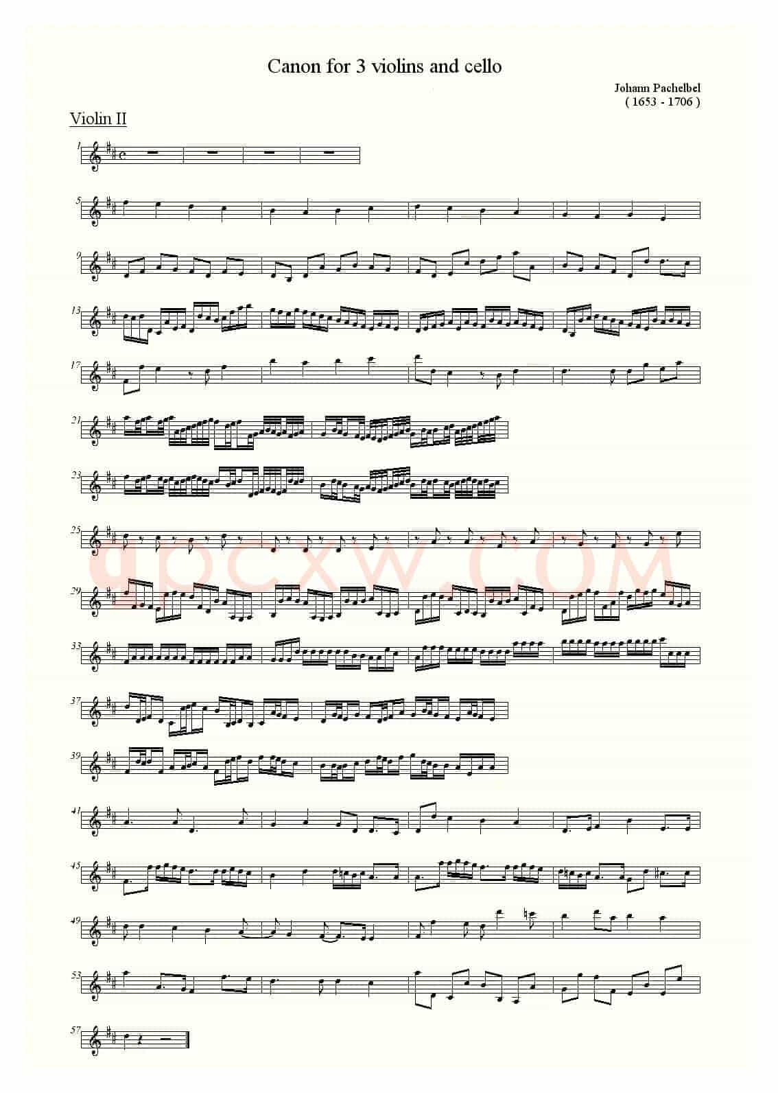canon for 3 violins and cello（卡农小提琴和大提琴三重奏）