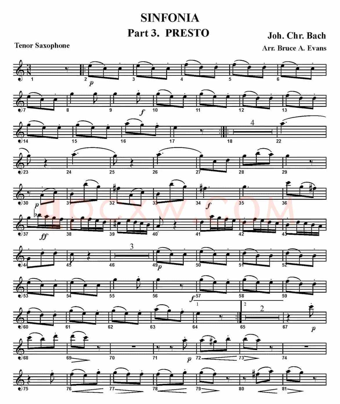 SINFONIA Part 3. PRESTO（四重奏·次中音萨克斯分谱）