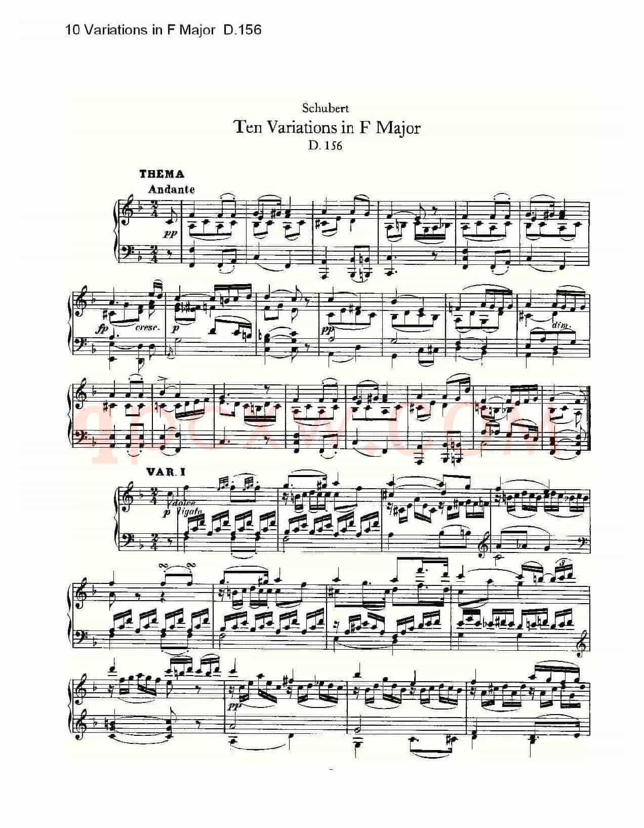 10 Variations in F Major D.156（F大调10变奏曲 D.156）