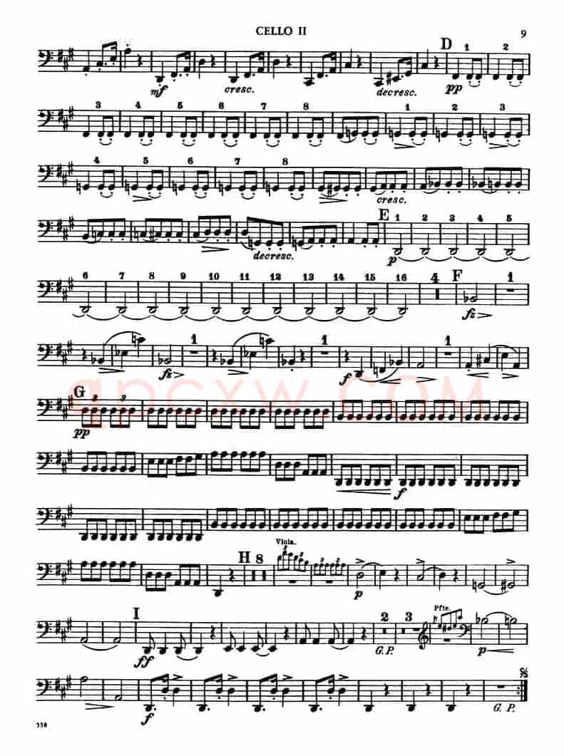 TROUT QUINTET（鳟鱼五重奏）（第二大提琴分谱）