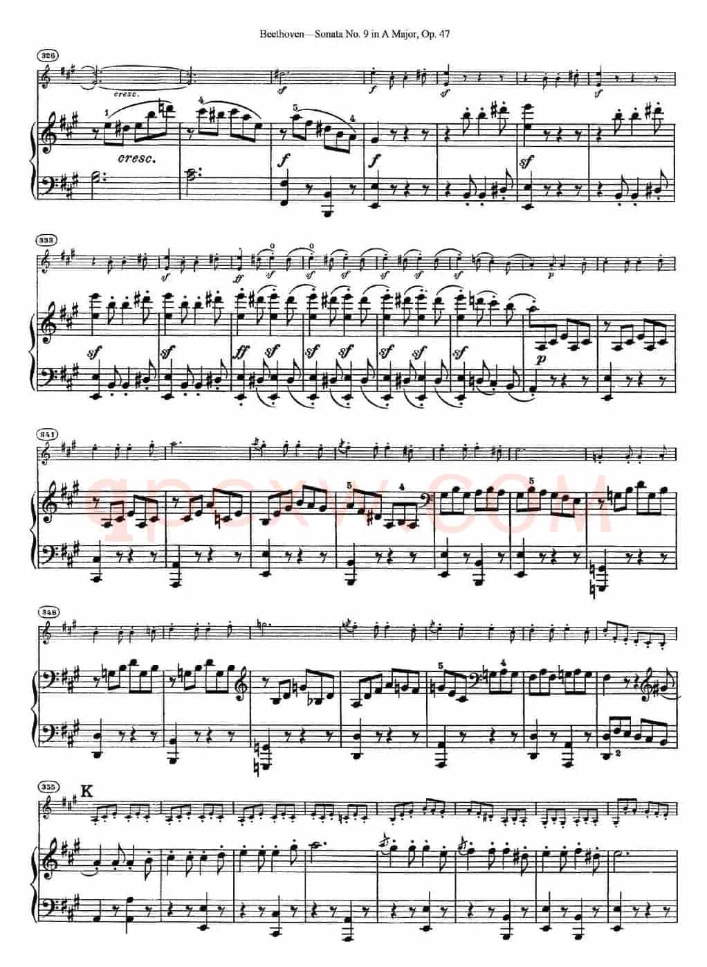 Violin Sonata No.9 in A Major Op.47（小提琴+钢琴伴奏）