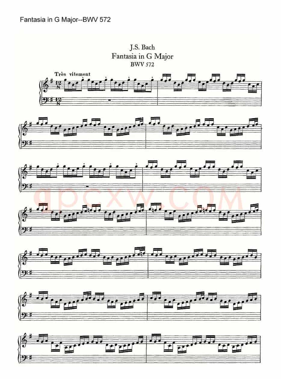 Fantasia in G Major--BWV 572（管风琴谱）