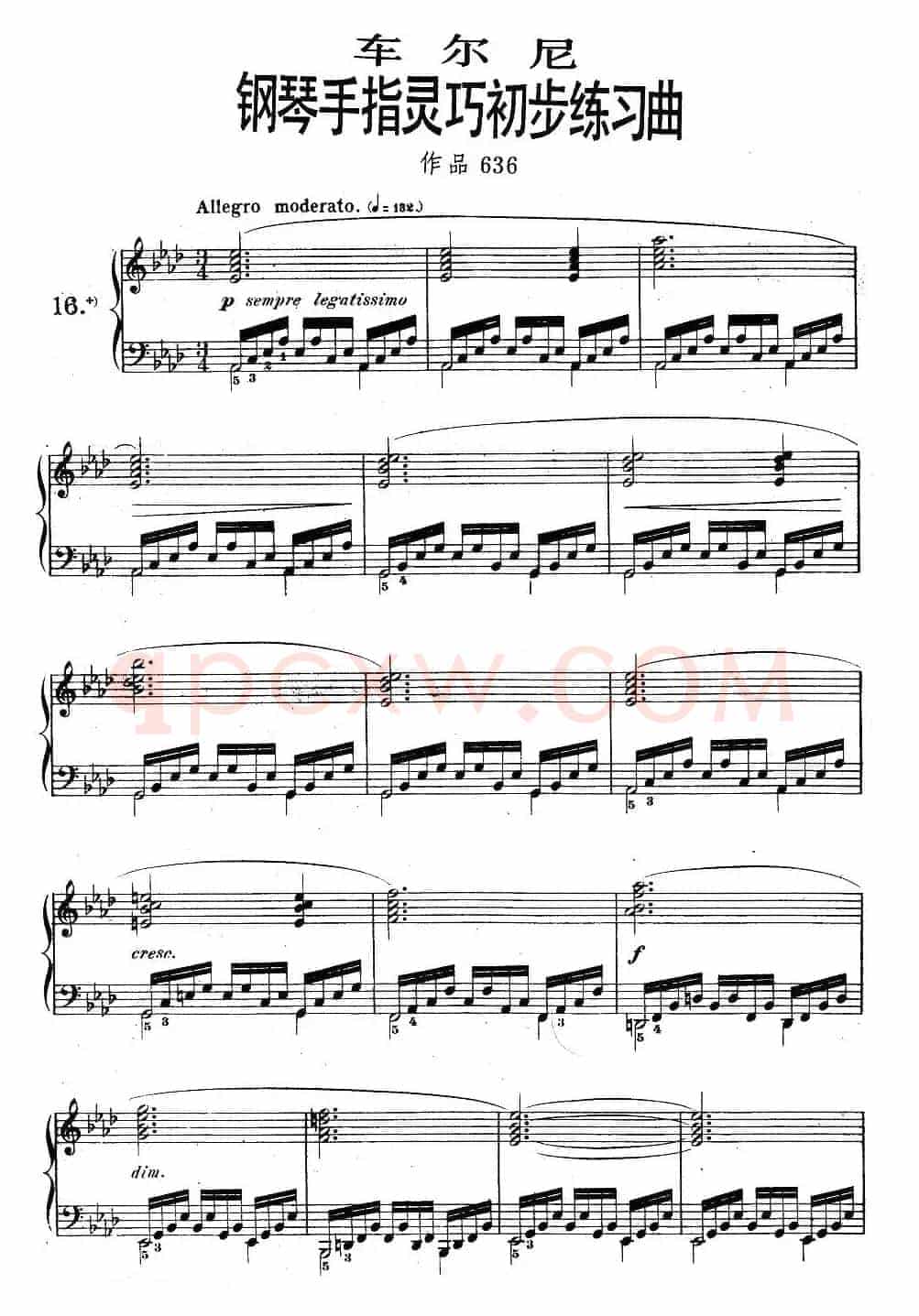 《车尔尼钢琴手指灵巧初步练习曲》OP.636-16