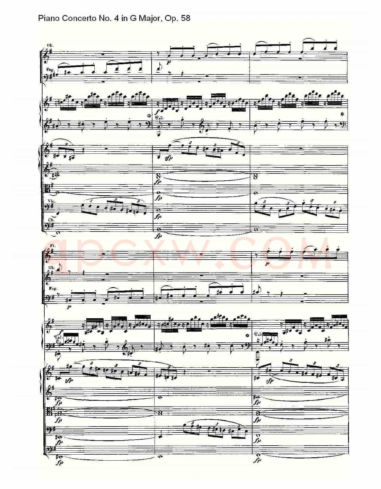 G大调钢琴第四协奏曲 Op.58 第一乐章(总谱)