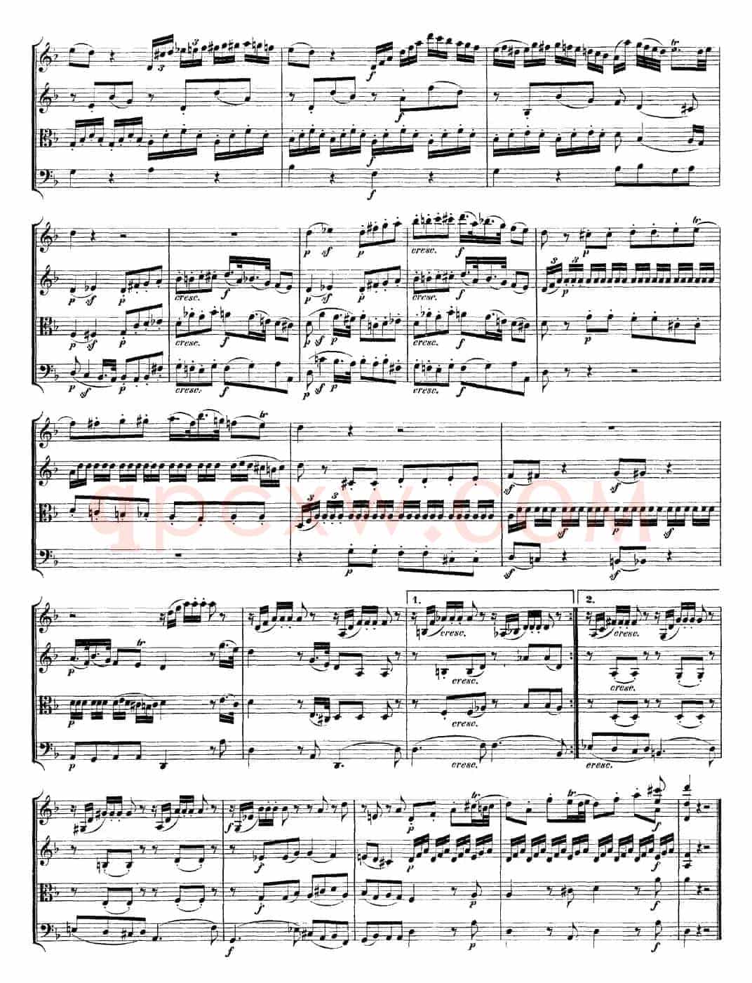 Mozart《Quartet No.15 in D Minor,K.421》（总谱）
