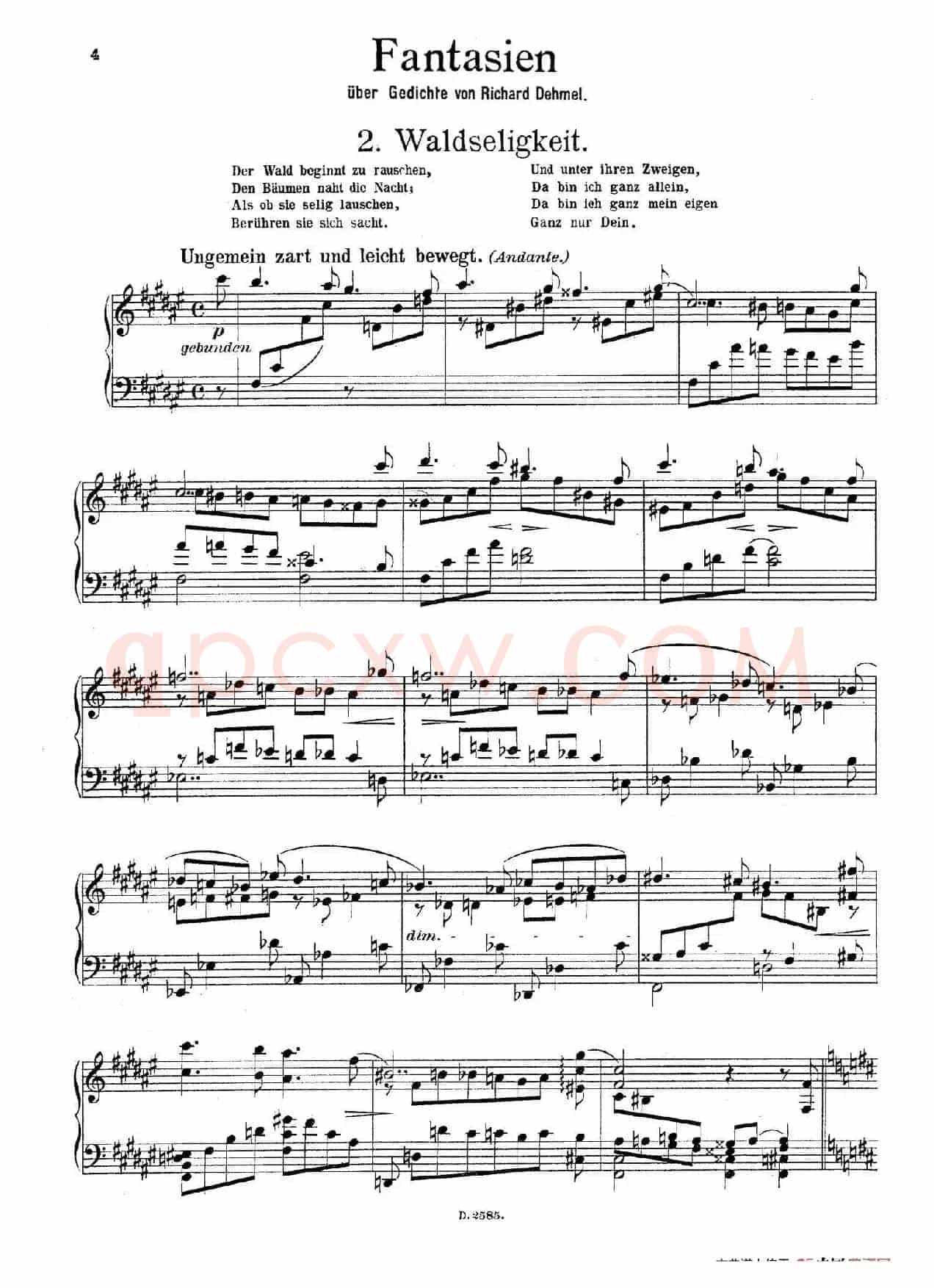 Fantasien über Gedichte von Richard Dehmel Op.9(德默尔之诗幻想曲2. 幸福的森林)