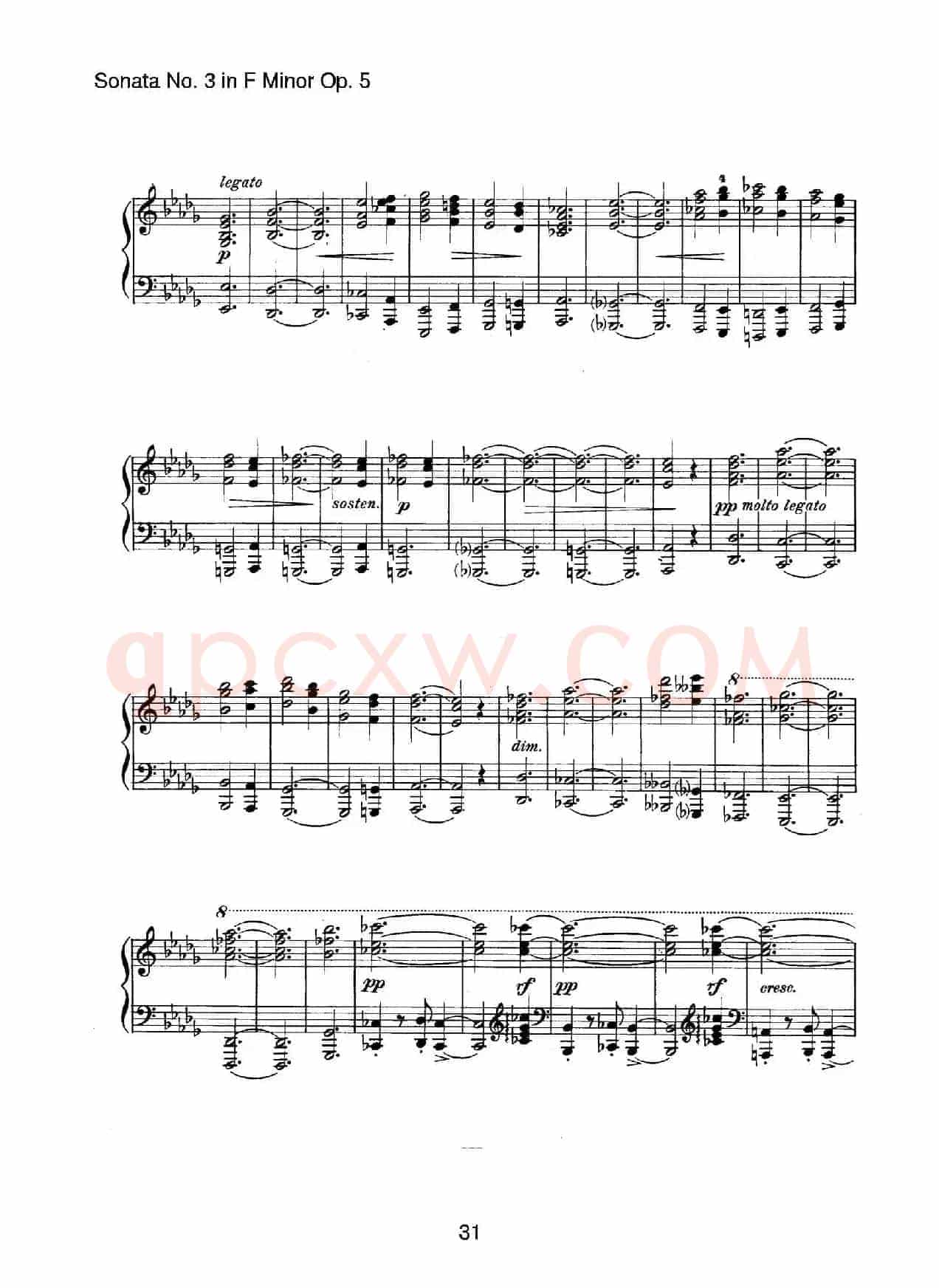 Piano Sonata No.3 in f Minor Op.5(f小调第三钢琴奏鸣曲)