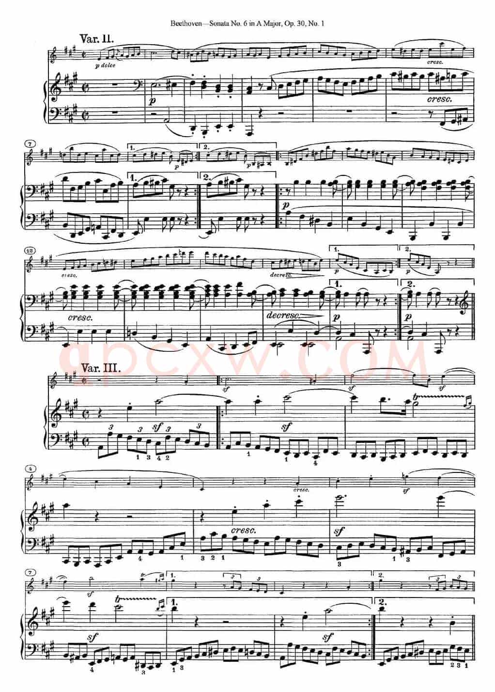 Violin Sonata No.6 in A Major Op.30 No.1（小提琴+钢琴伴奏）
