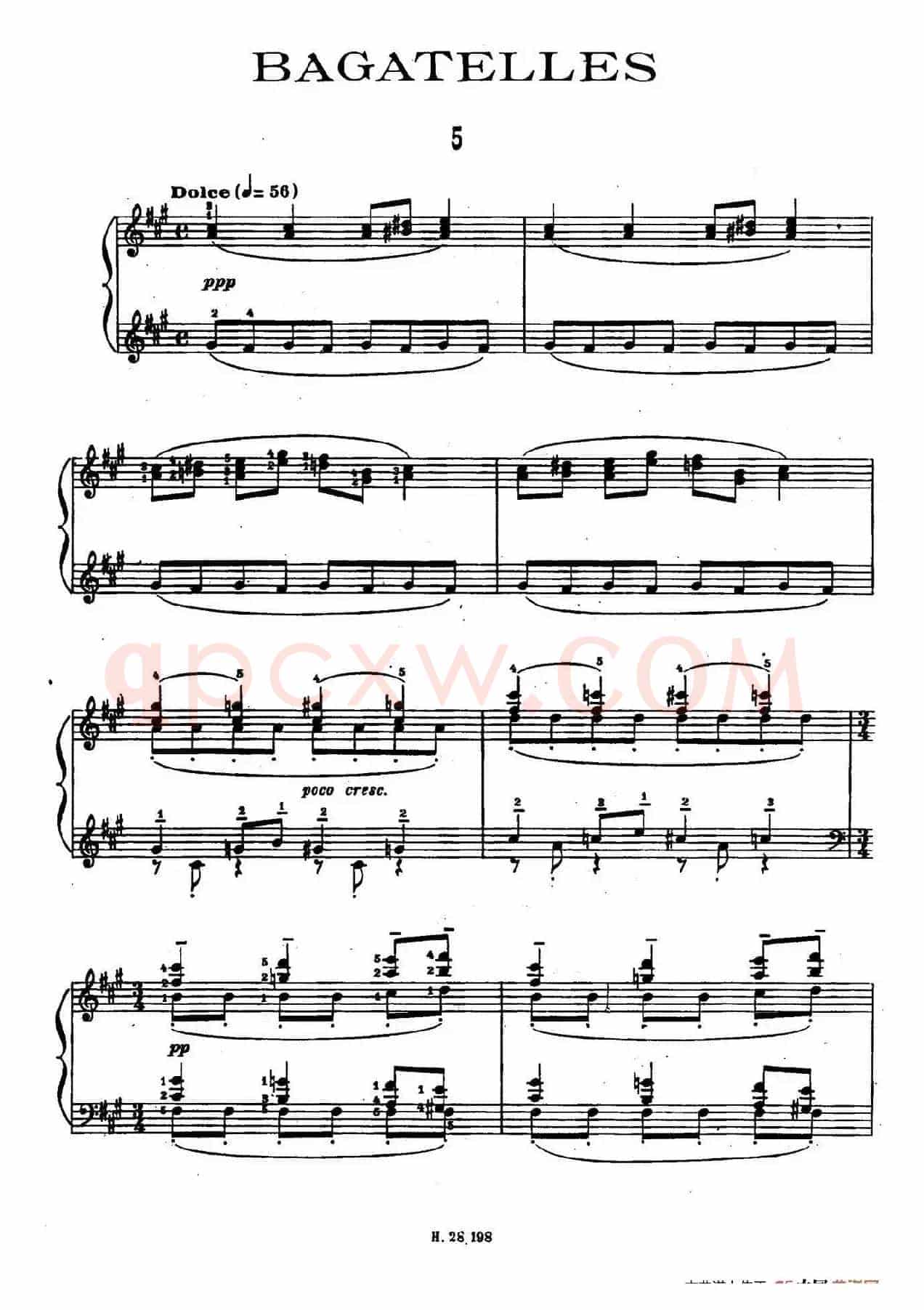 Ten Bagatelles Op.5(10首小品·5. 升f小调)
