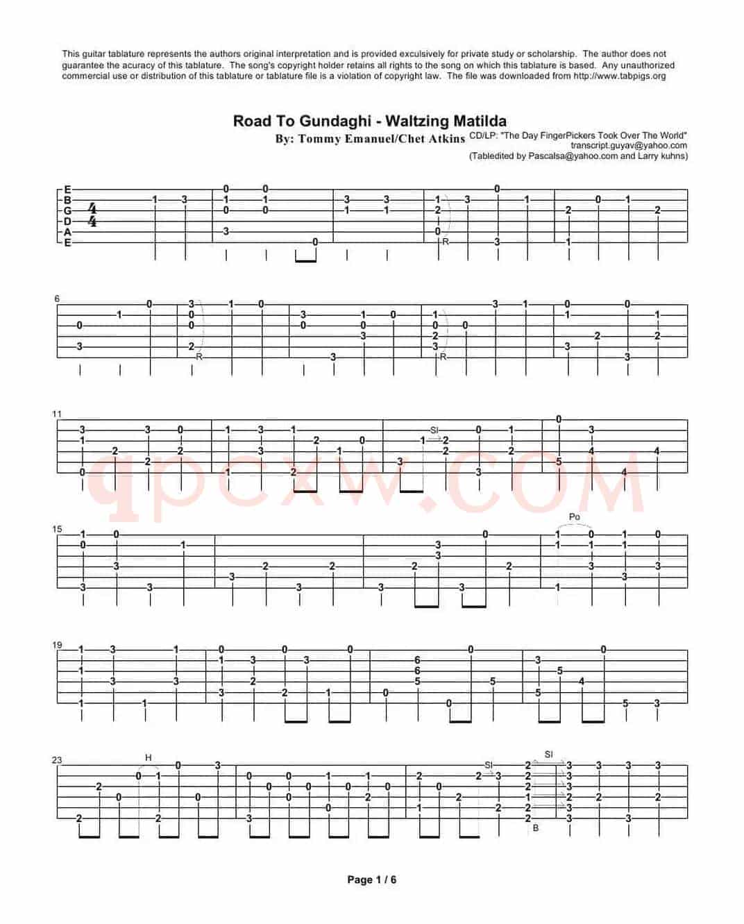 tommy emmanuel： road to gundaghi waltzing matilda（指弹吉它）