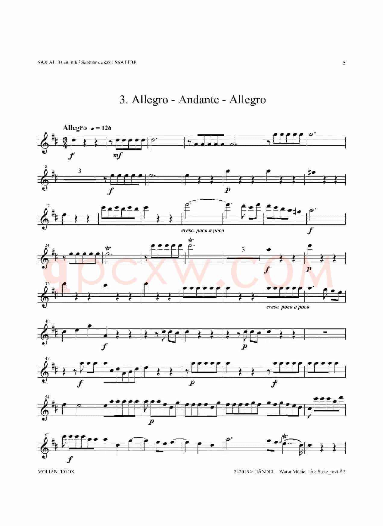 Water Music（HWV.348 No.1）（中音萨克斯）