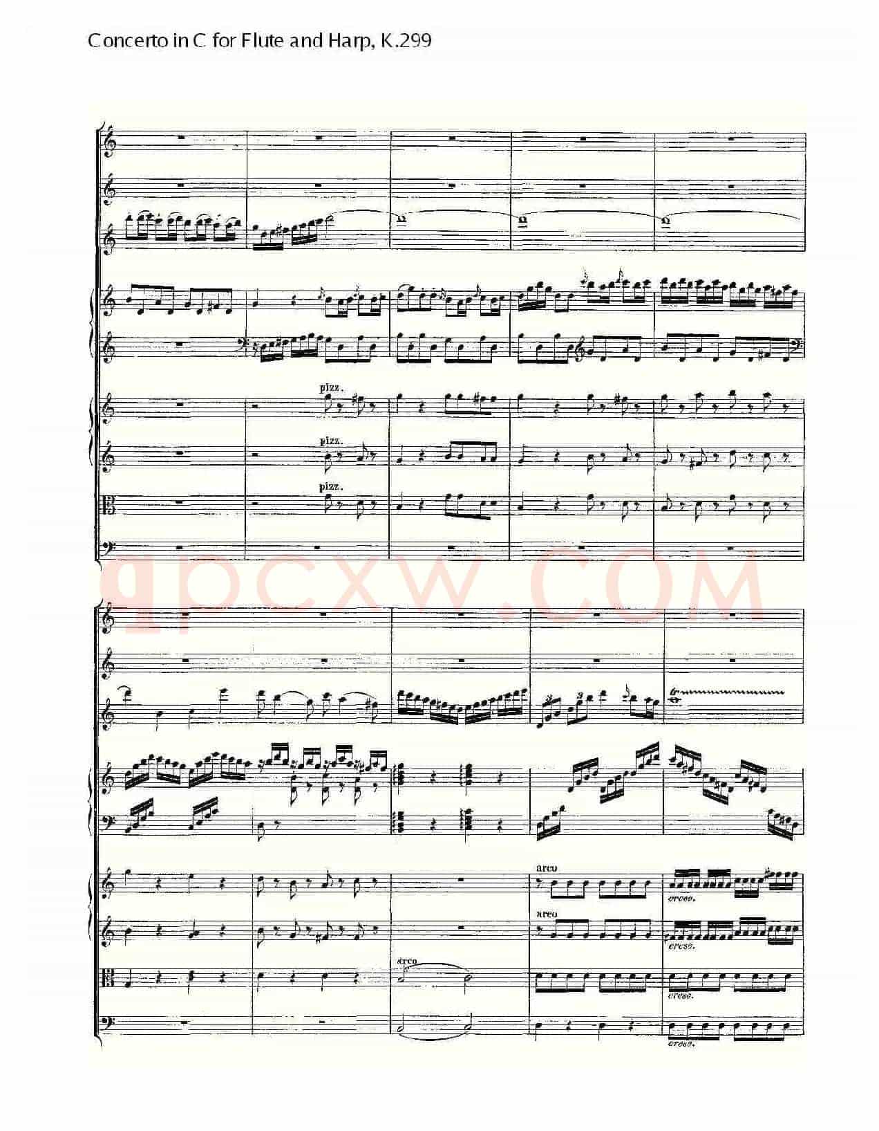 C调长笛与竖琴协奏曲, K.299（一）