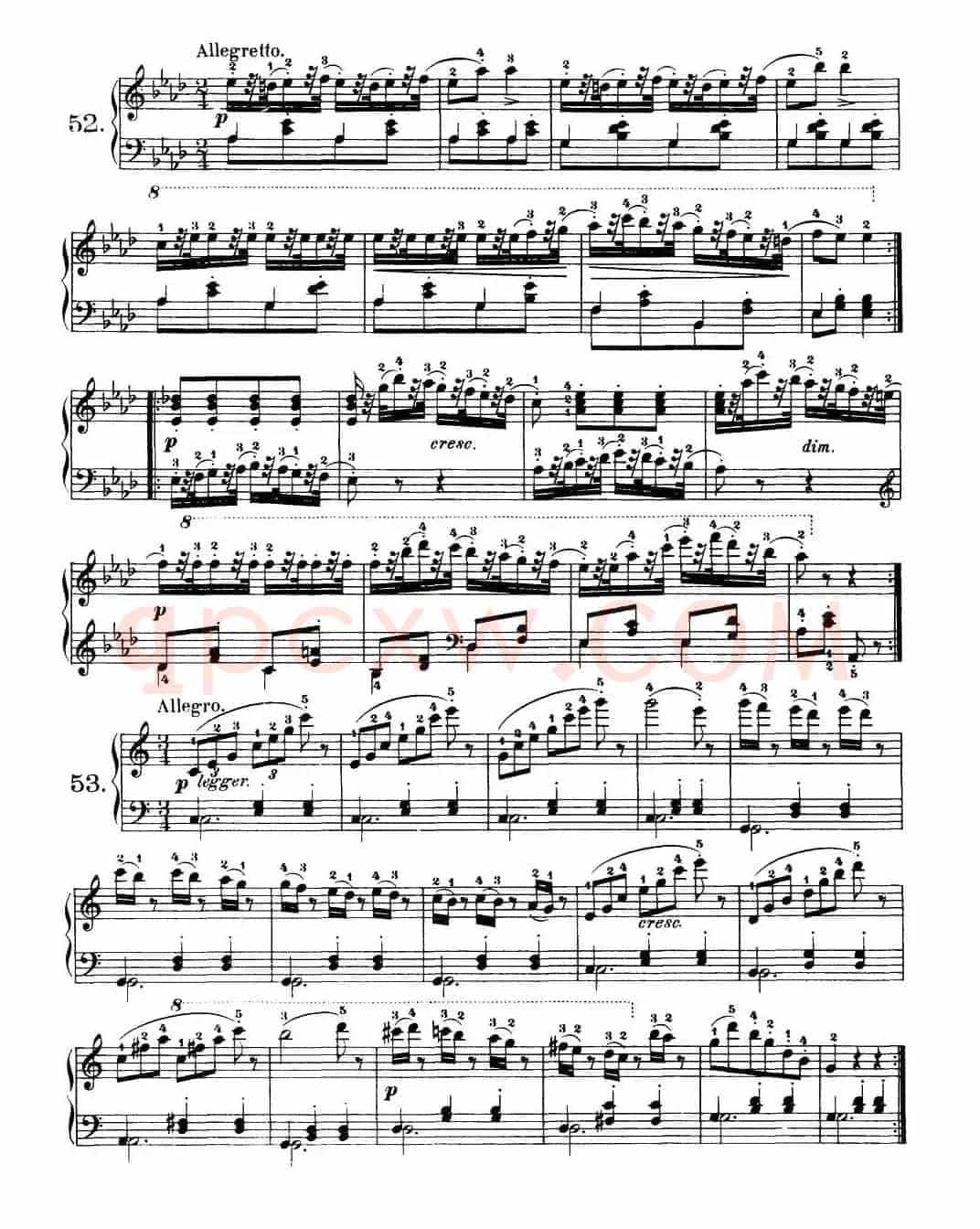 One Hundred and Ten Easy and Progressive Exercises Op.453(车尔尼110首简易练习曲 52——60)
