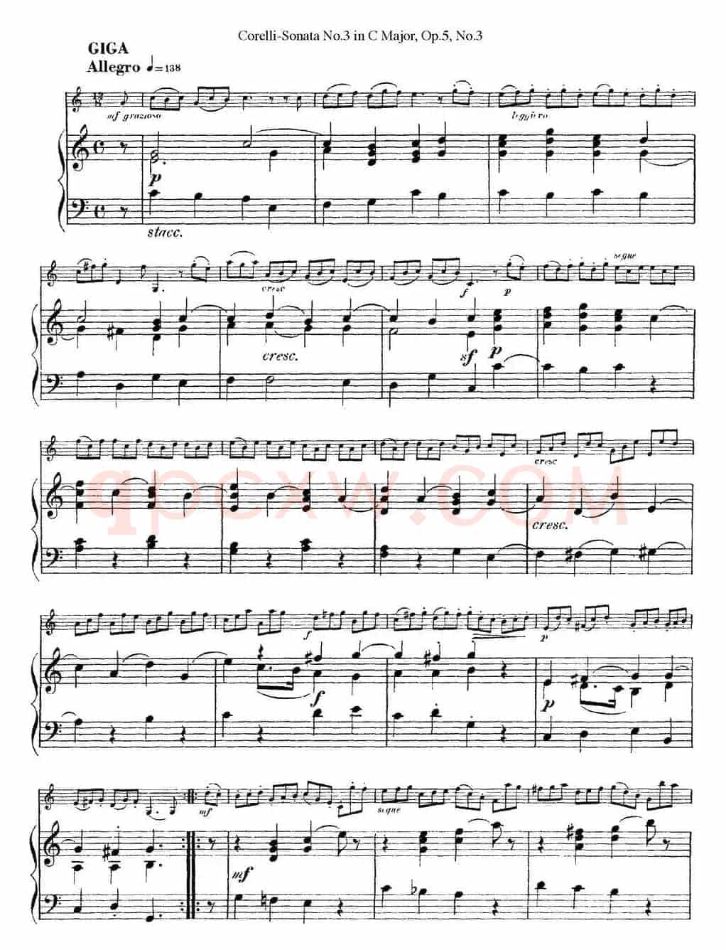 Sonata No.3 in C MajorOp.5 No.3（小提琴+钢琴伴奏）