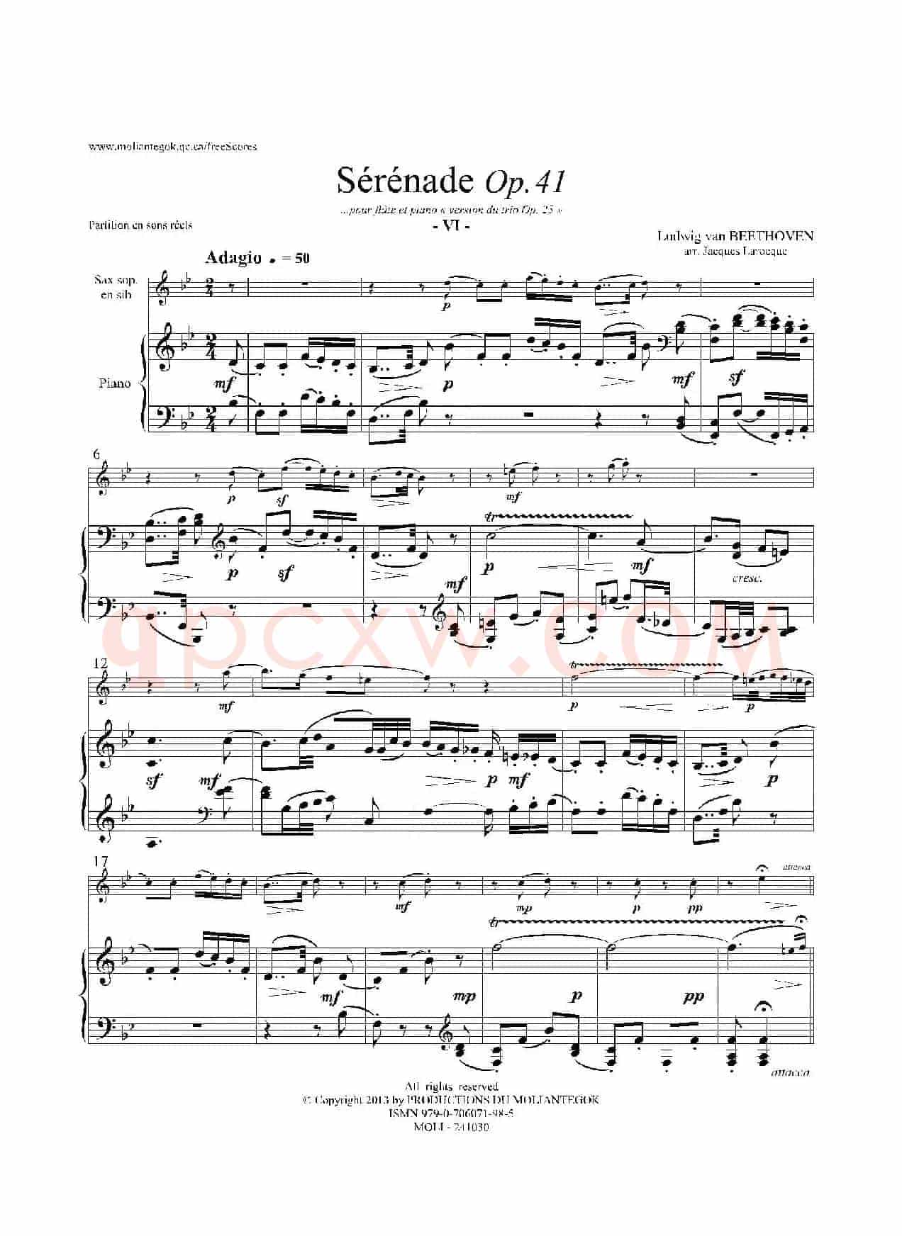 小夜曲 Op.41（高音萨克斯+钢琴伴奏）