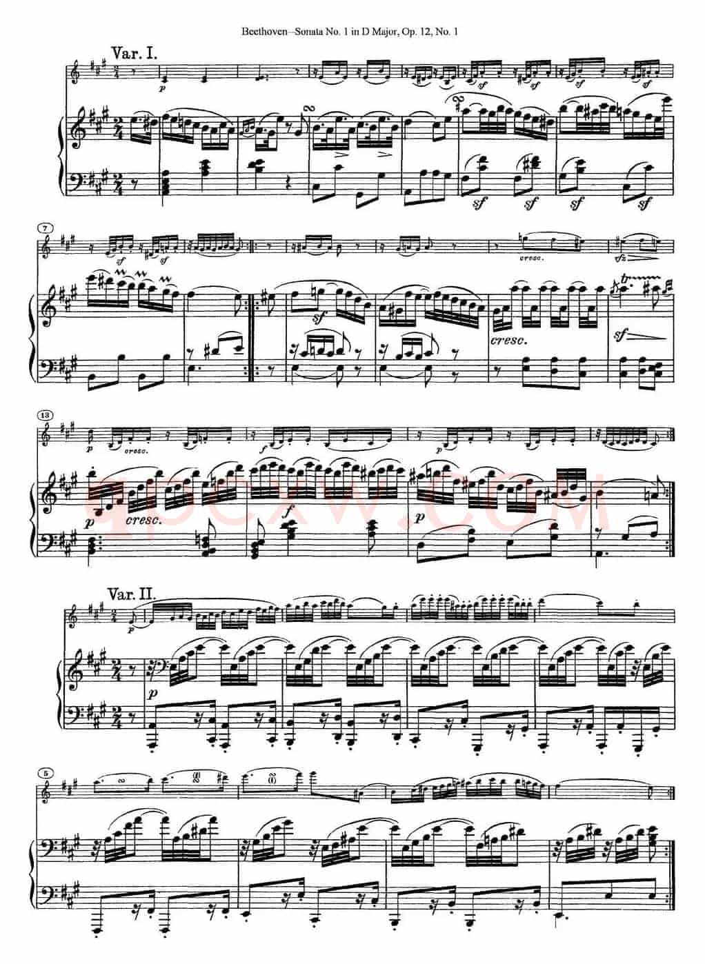 Violin Sonata No.1 in D Major Op.12 No.1（小提琴+钢琴伴奏）