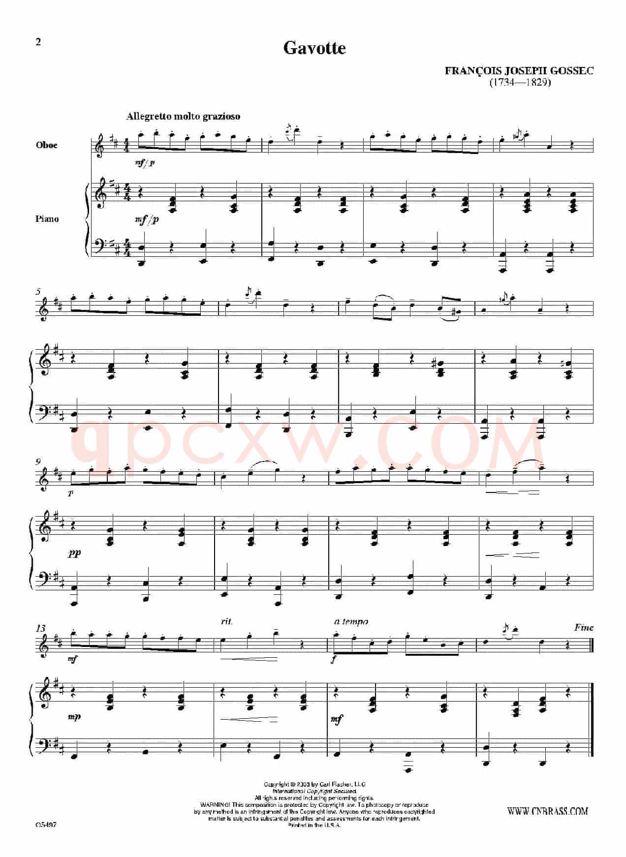 Gavotte（双簧管+钢琴伴奏）