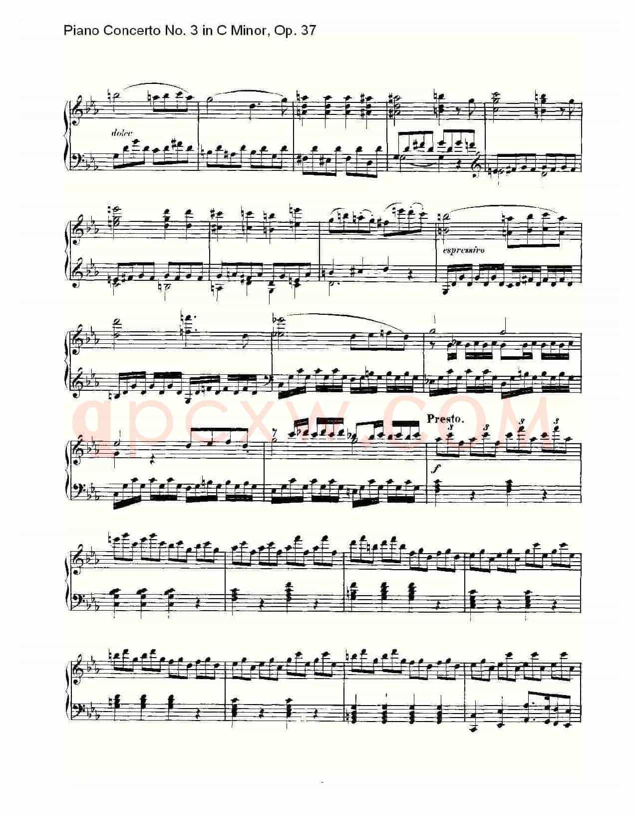 C小调钢琴第三协奏曲 Op.37  华彩乐章