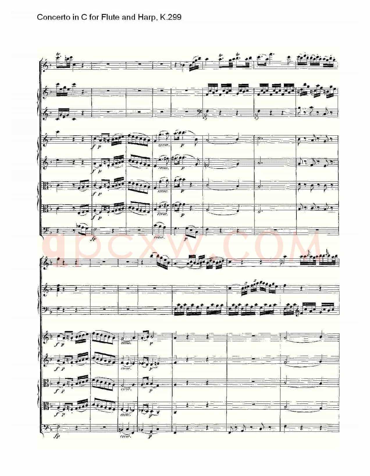 C调长笛与竖琴协奏曲, K.299（一）
