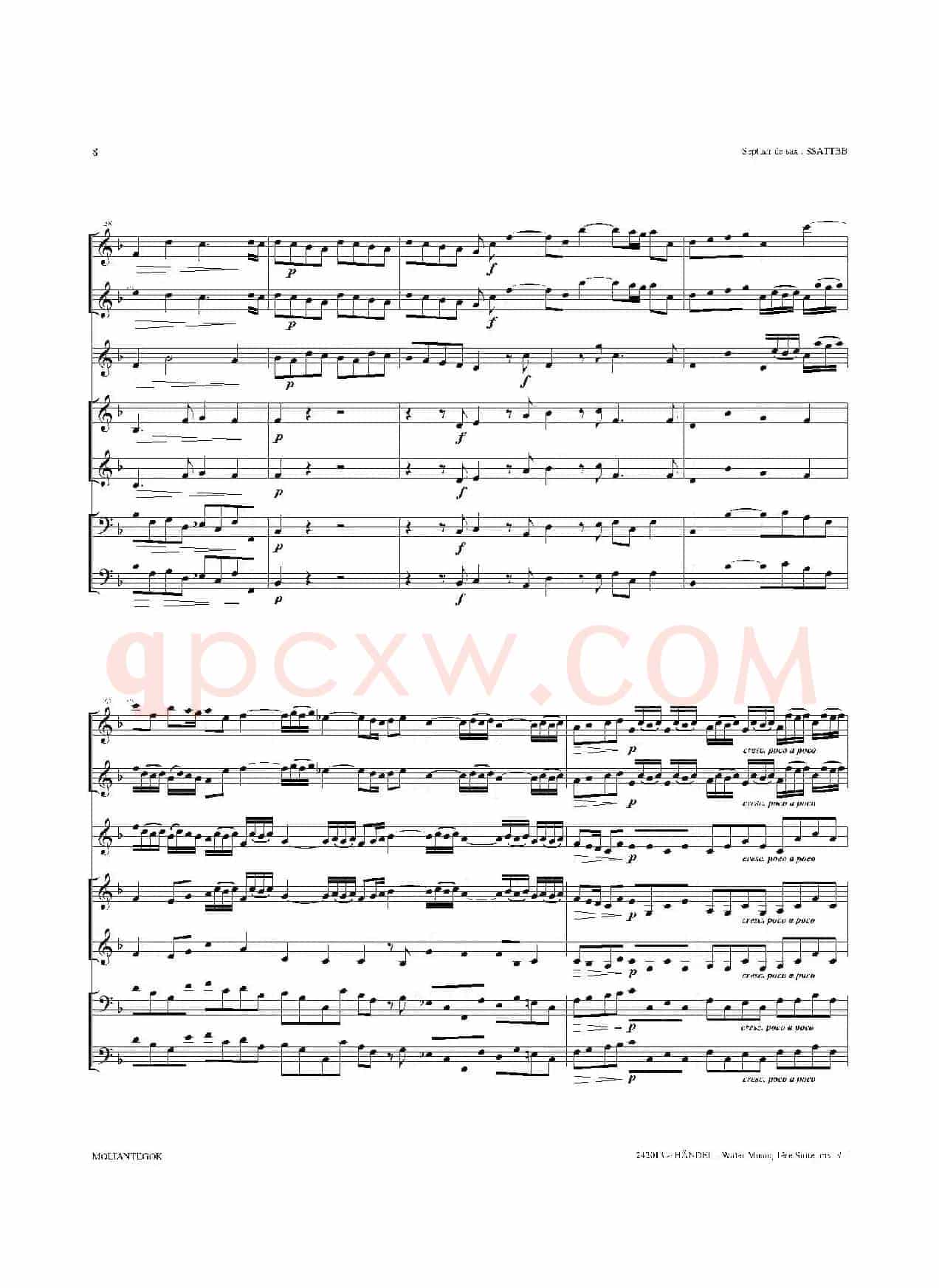 Water Music（HWV.348 No.1）（萨克斯合奏总谱）