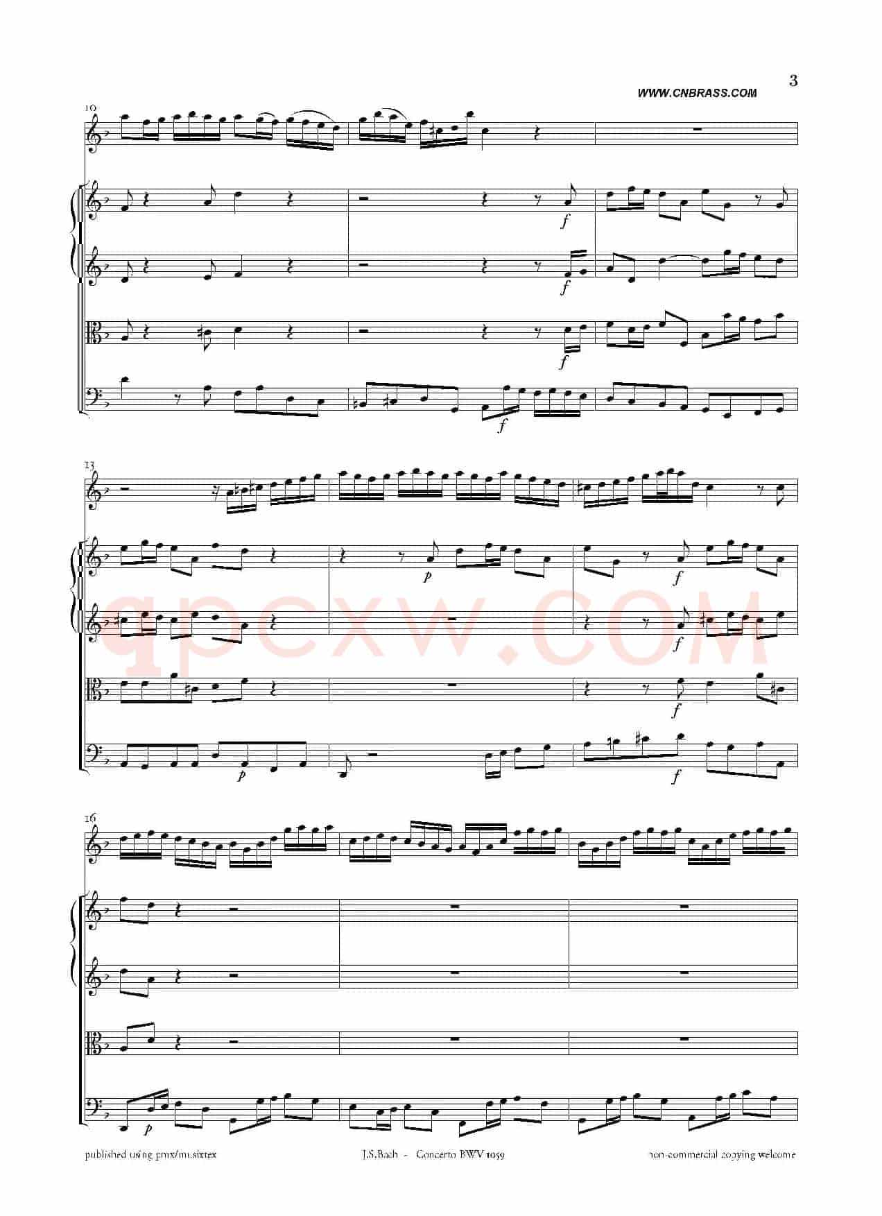 Concerto BWV 1059（双簧管与弦乐D小调协奏曲）