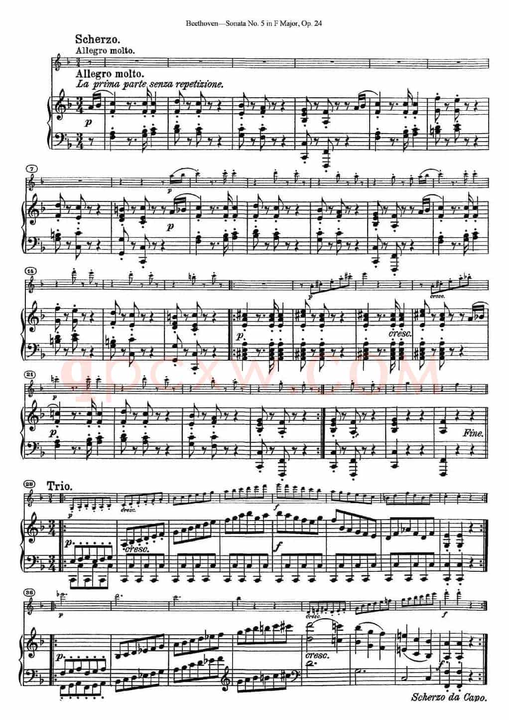 Violin Sonata No.5 in F Major Op.24（小提琴+钢琴伴奏）