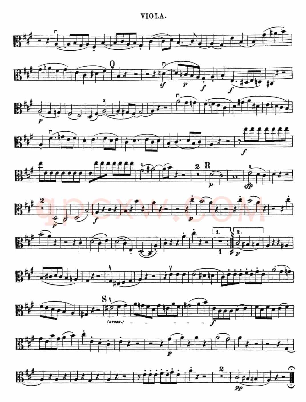 Mozart《Quartet No.18 in A Major,K.464》（Viola分谱）