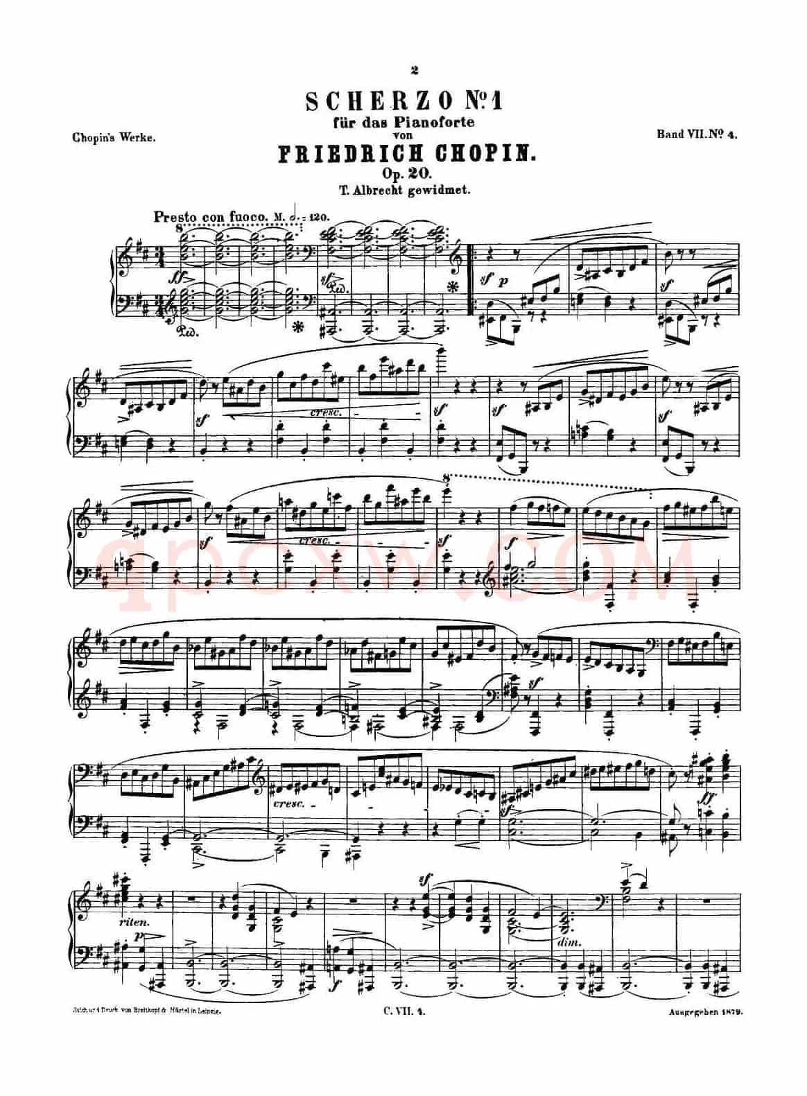 肖邦 钢琴谐谑曲 Chopin Scherzo(No.1 b小调,Op.20)