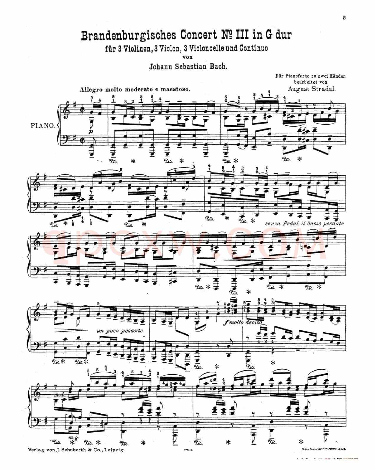 Brandenburg Concerto No.3 in G Major BWV.1048(G大调第三勃兰登堡协奏曲·钢琴独奏版)