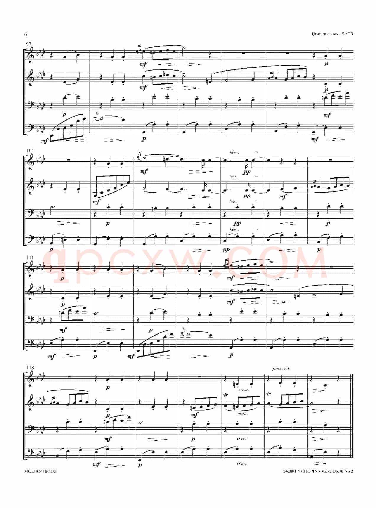 f小调圆舞曲 Op.70 No.2（四重奏总谱）