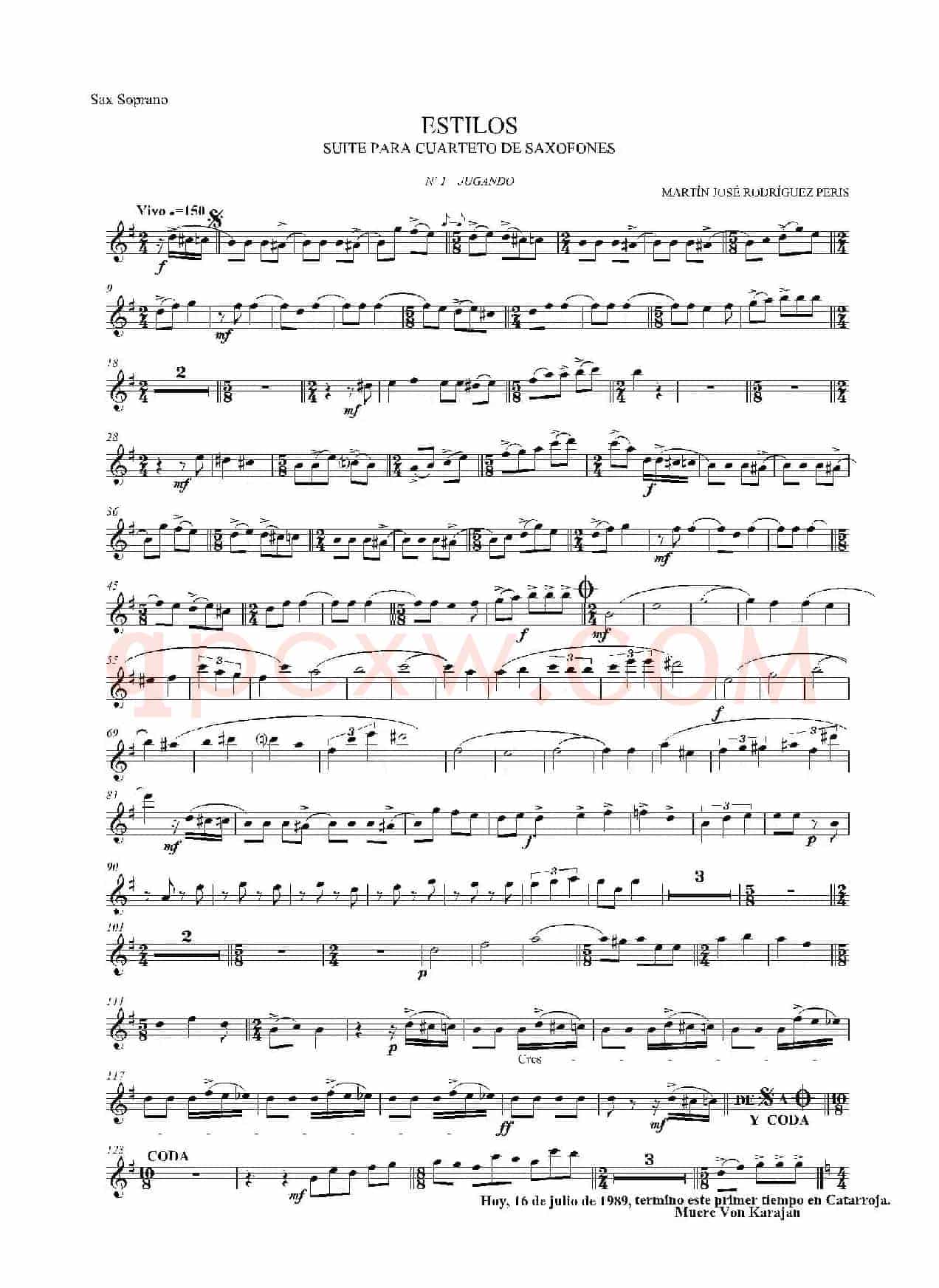ESTILOS（四重奏高音萨克斯分谱）