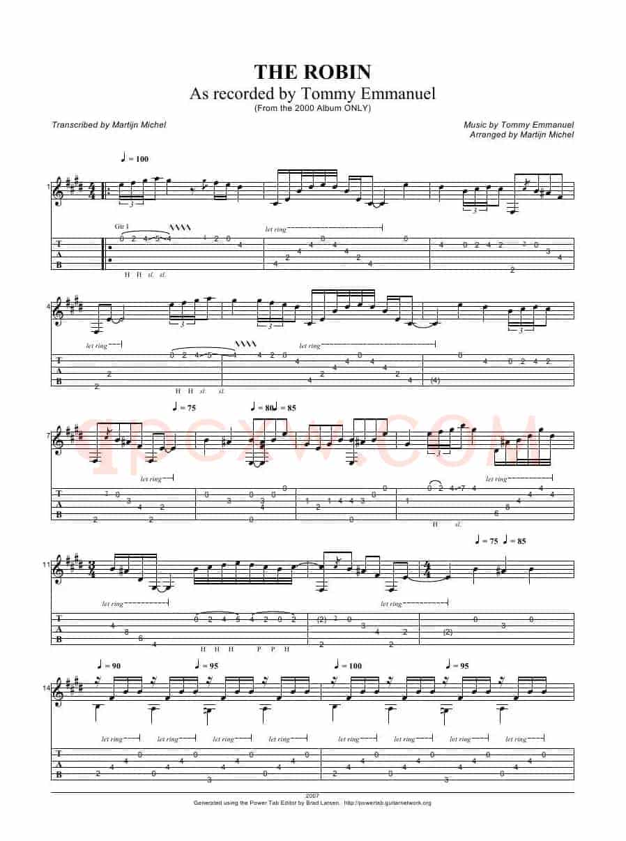 tommy emmanuel：the robin（指弹吉它）