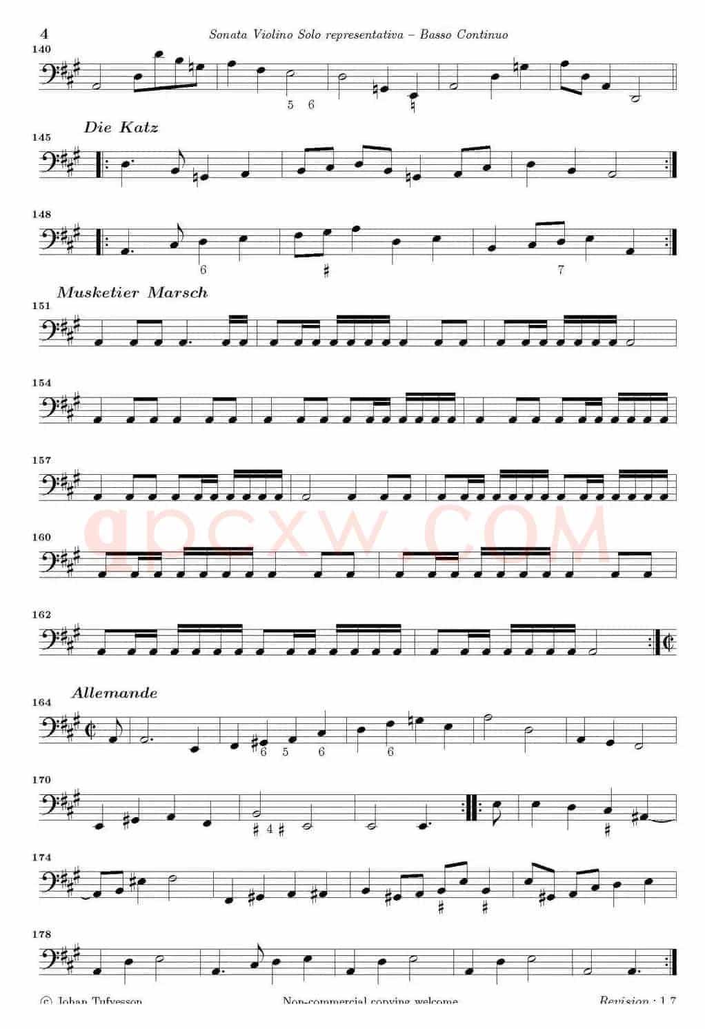 Sonata Violino Solo representativa（Basso Continuo）
