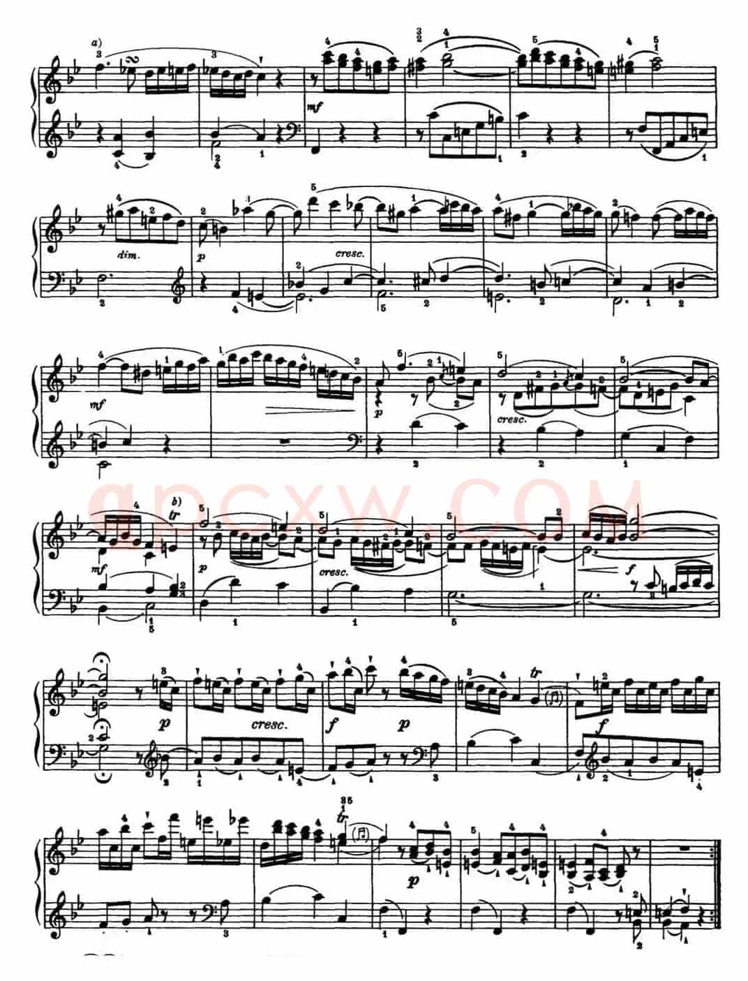 海顿 钢琴奏鸣曲 Hob XVI 18 in B-flat major