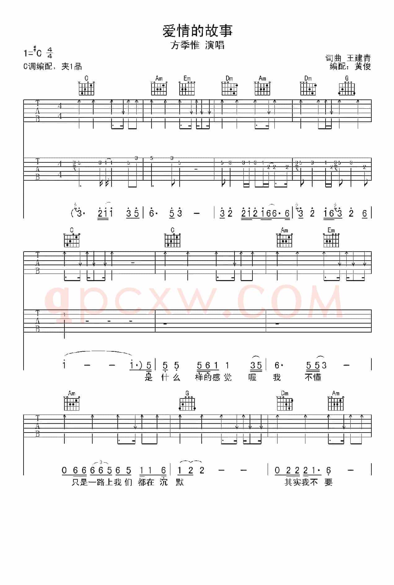 爱情的故事（王建青词曲、黄俊编配版）