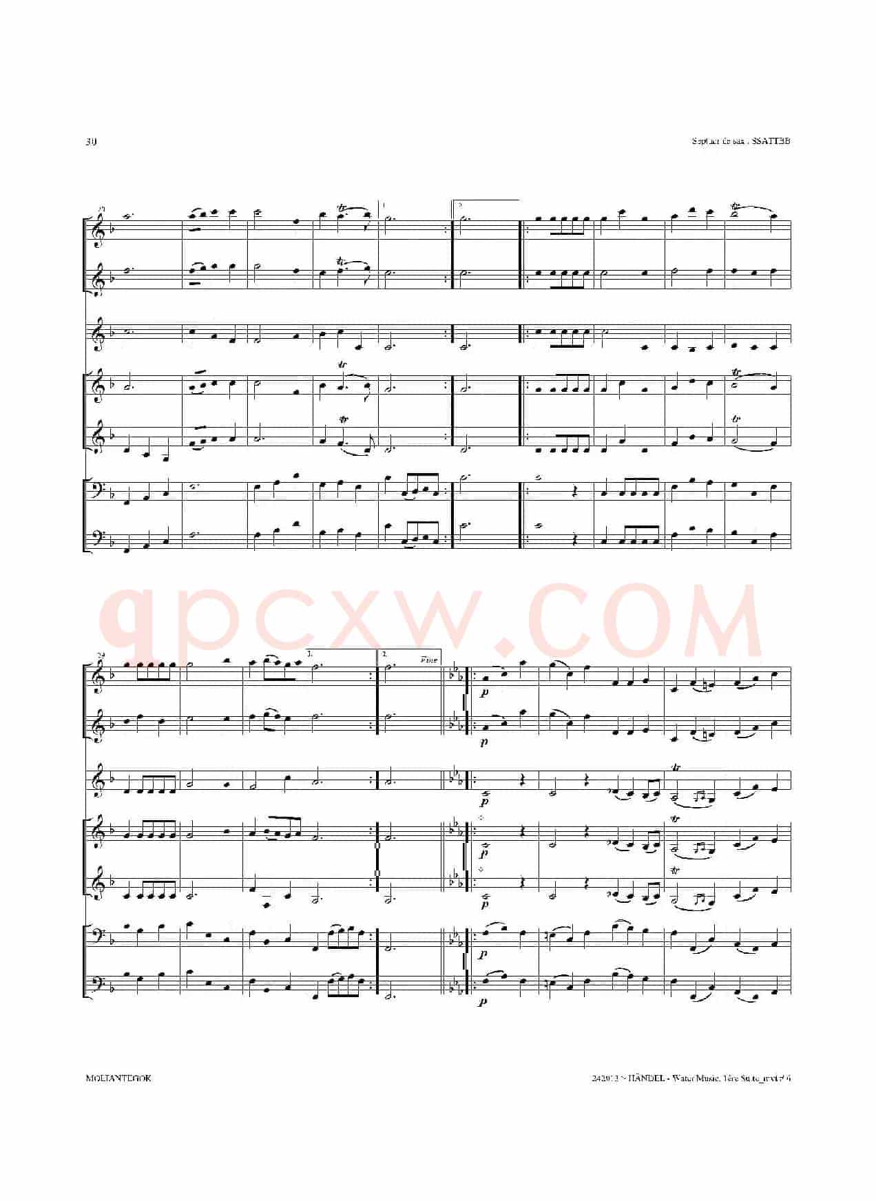 Water Music（HWV.348 No.1）（萨克斯合奏总谱）