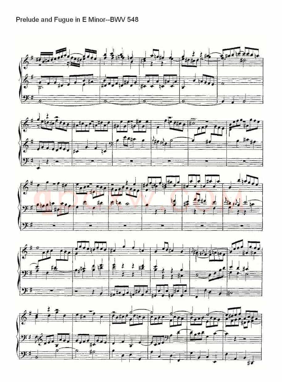 Prelude and Fugue in E Minor--BWV 548 (管风琴谱)