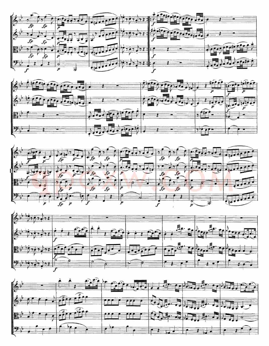 Mozart《Quartet No.6 in Bb Major,K.159》（总谱）