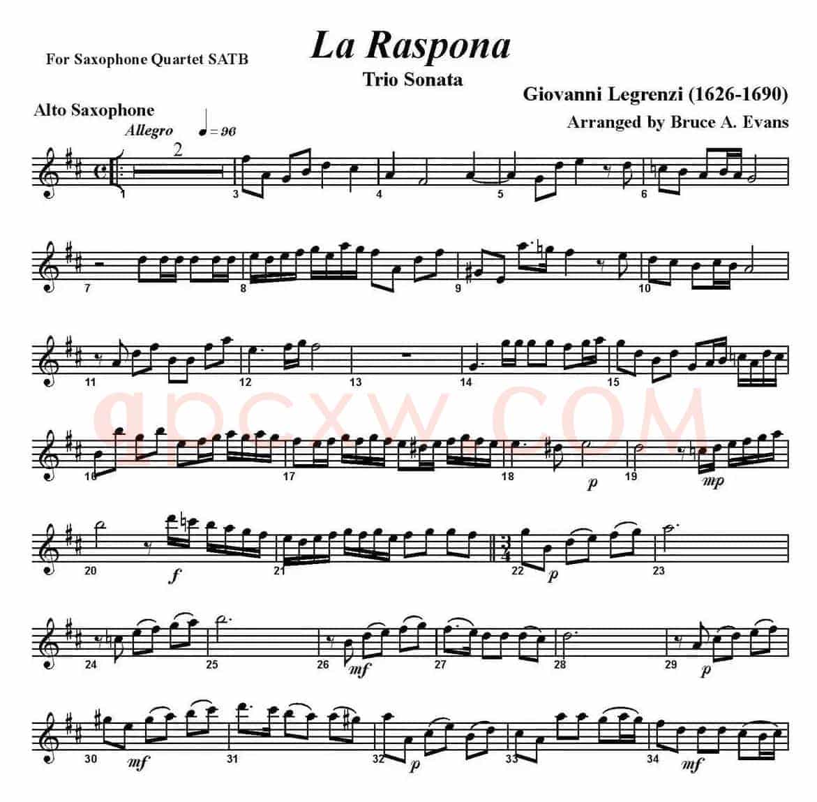 La Raspona（四重奏·中音萨克斯分谱）